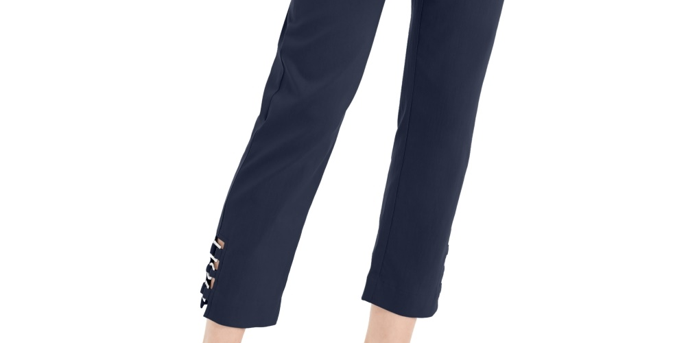 Calça feminina com controle de barriga e acabamento em hardware, azul, tamanho extragrande, da coleção JM