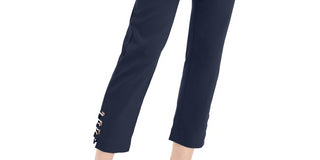 Calça feminina com controle de barriga e acabamento em hardware, azul, tamanho extragrande, da coleção JM