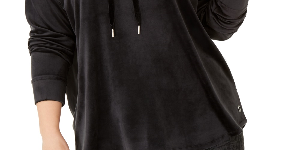 Calvin Klein Performance Suéter Feminino Plus com Gola Redonda e Ombro Caído, Preto, Tamanho 1X