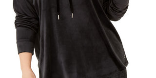 Calvin Klein Performance Suéter Feminino Plus com Gola Redonda e Ombro Caído, Preto, Tamanho 1X