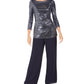 Blusa de lantejoulas e calça reta feminina Jessica Howard, azul-marinho, tamanho 12