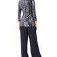 Blusa de lantejoulas e calça reta feminina Jessica Howard, azul-marinho, tamanho 12