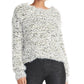 Rachel Roy Suéter Feminino Glitter Fuzzy Manga Longa Gola Joia Branco Tamanho X-S