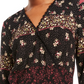 Top estampado American Rag Junior's com decote em V, preto, tamanho XX-S