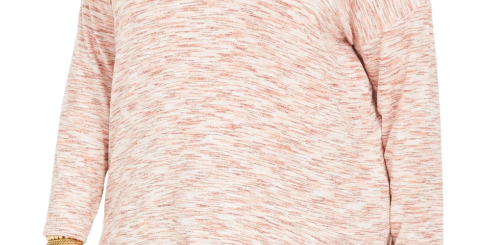 Suéter feminino plus size estilo &amp; co, túnica de malha com estampa de tingimento espacial, vermelho, tamanho 2X