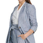 Blazer feminino DKNY com listras de um botão, azul, tamanho 6