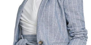 DKNY Women's Pinstripe One Button Blazer Blue Size 6