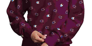 Moletom com estampa de logotipo feminino Champion, tecido reverso, roxo, tamanho médio