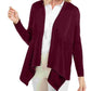 Cardigan feminino JM Collection Petite com nervuras mistas e botões, roxo escuro, tamanho PS
