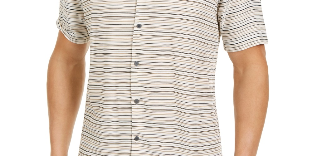 Camisa listrada degradê masculina Alfani marrom tamanho extragrande