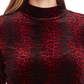 Blusa feminina Vince Camuto com estampa de leopardo ao luar, vermelha, tamanho extragrande