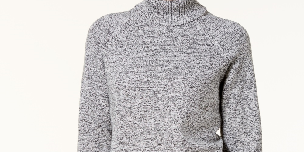 Karen Scott Suéter de gola alta de algodão feminino cinza - tamanho pequeno extragrande
