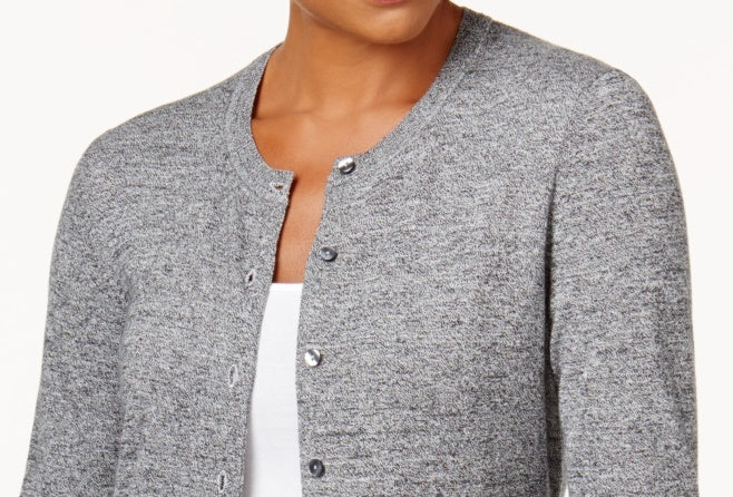 Karen Scott Cardigan Feminino Marled Branco Tamanho PL
