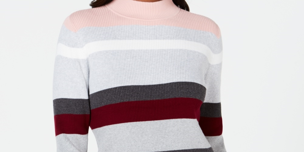 Karen Scott Suéter Feminino Listrado de Algodão com Canelado - Rosa Tamanho - PS