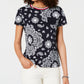 Tommy Hilfiger Blusa Feminina Listrada de Algodão Estampada Azul Tamanho Grande