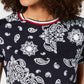 Tommy Hilfiger Blusa Feminina Listrada de Algodão Estampada Azul Tamanho Grande
