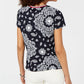 Tommy Hilfiger Blusa Feminina Listrada de Algodão Estampada Azul Tamanho Grande