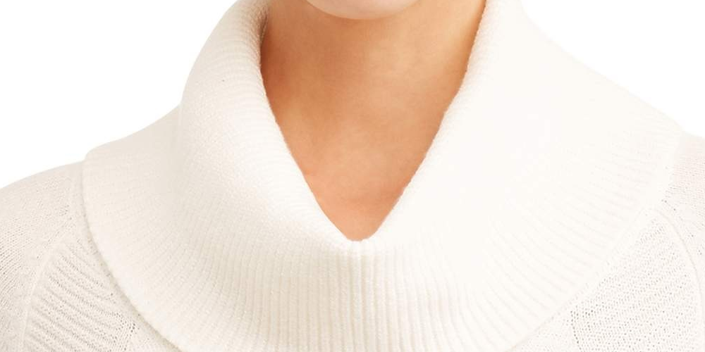 Suéter feminino estilo &amp; co, gola redonda, manga comprida, mescla marfim, branco, tamanho P