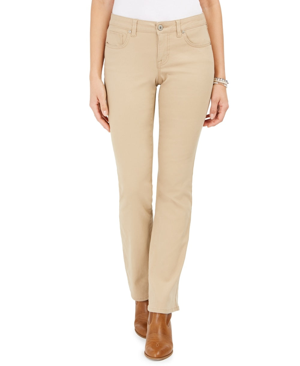 Jeans feminino estilo &amp; co, corte reto, com controle de barriga, bege, tamanho 20x4