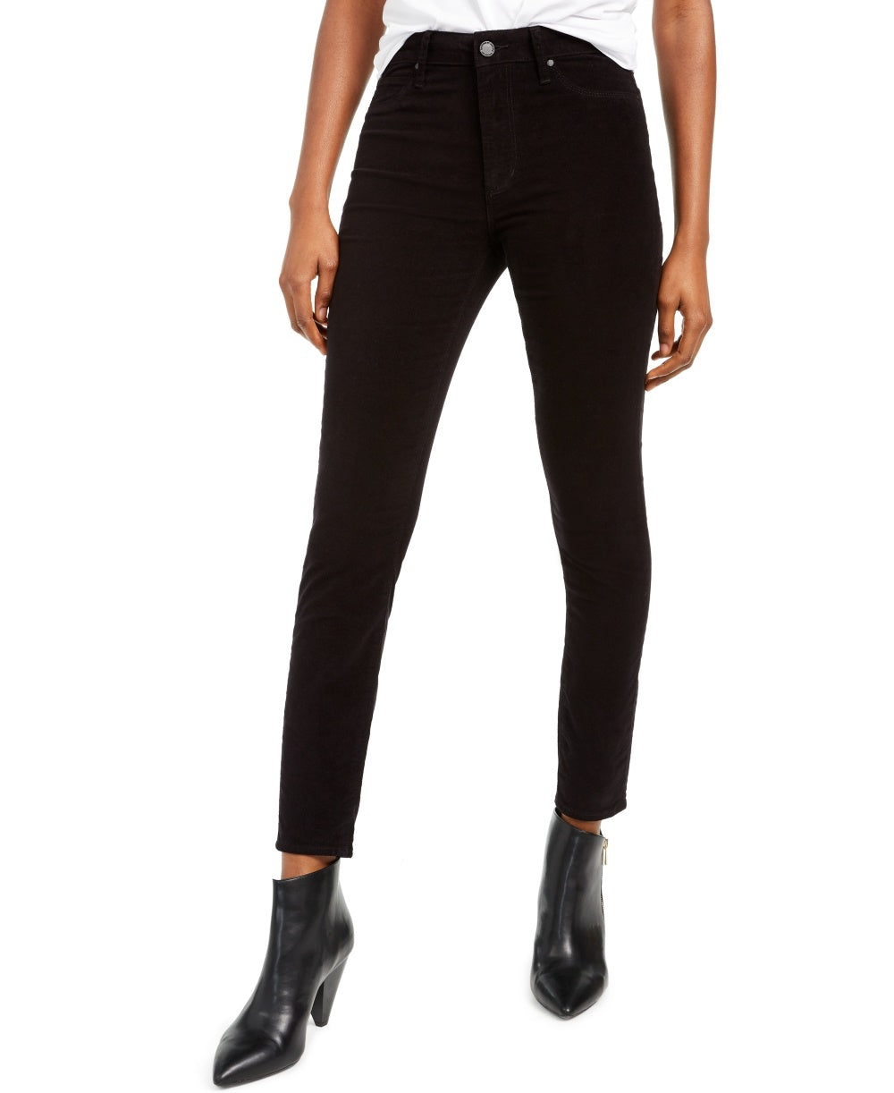 Jeans Hilary Velvet de cintura alta feminino, preto, tamanho 31