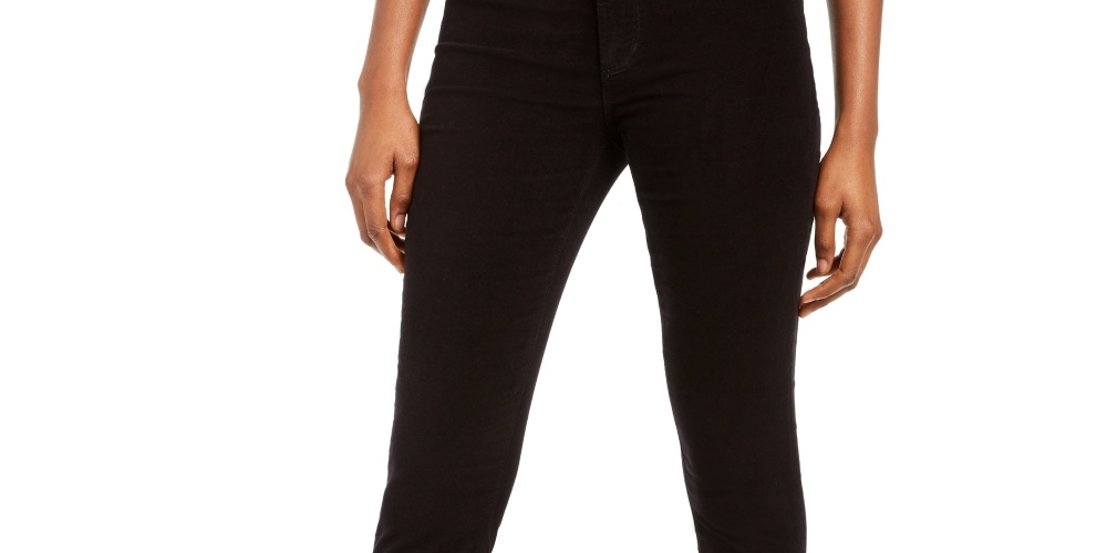 Jeans Hilary Velvet de cintura alta feminino, preto, tamanho 31