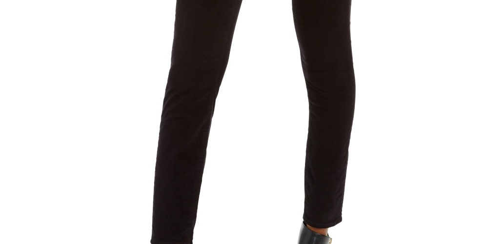 Jeans Hilary Velvet de cintura alta feminino, preto, tamanho 31