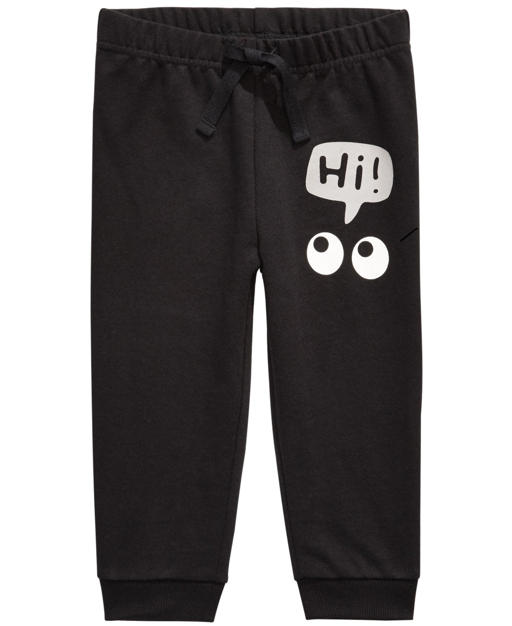 Calça jogger estampada First Impressions para meninos, preta, tamanho 3MOS