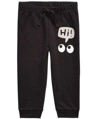 Calça jogger estampada First Impressions para meninos, preta, tamanho 3MOS