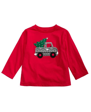 Camiseta estampada com caminhão de árvore para meninos First Impressions, vermelha, tamanho 3 a 6 meses