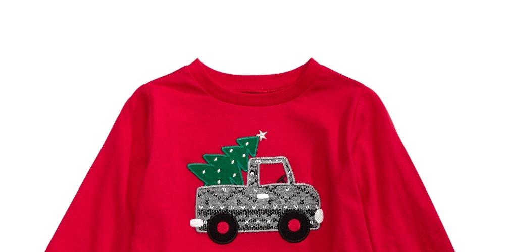 Camiseta estampada com caminhão de árvore para meninos First Impressions, vermelha, tamanho 3 a 6 meses
