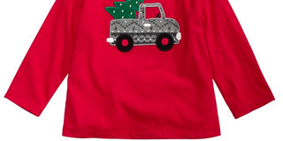 Camiseta estampada com caminhão de árvore para meninos First Impressions, vermelha, tamanho 3 a 6 meses