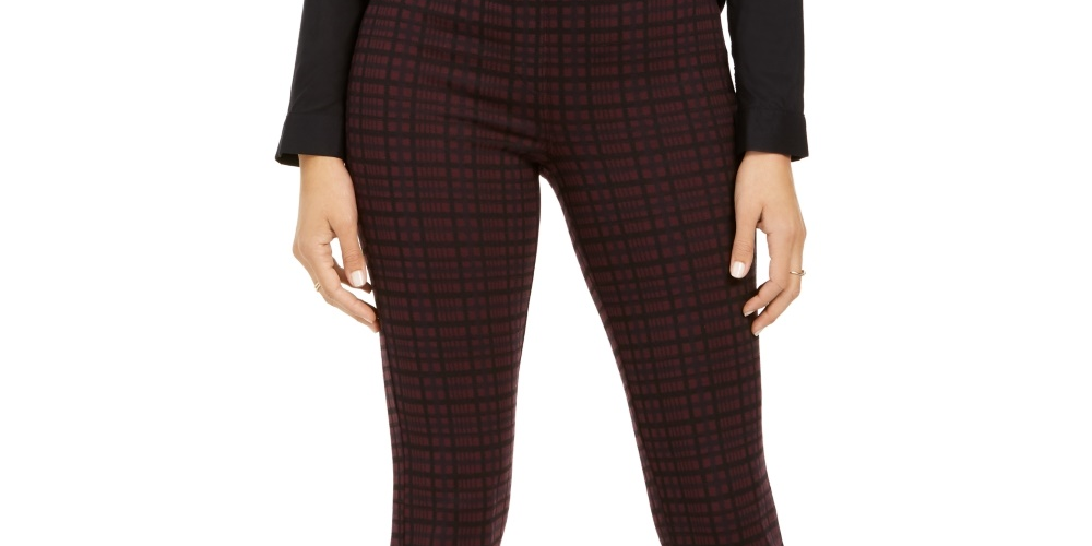 Legging feminina xadrez Ponte Style &amp; Co, roxa, tamanho PL