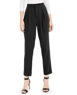 Calça feminina plissada de cintura alta Bar III, preta, tamanho 6