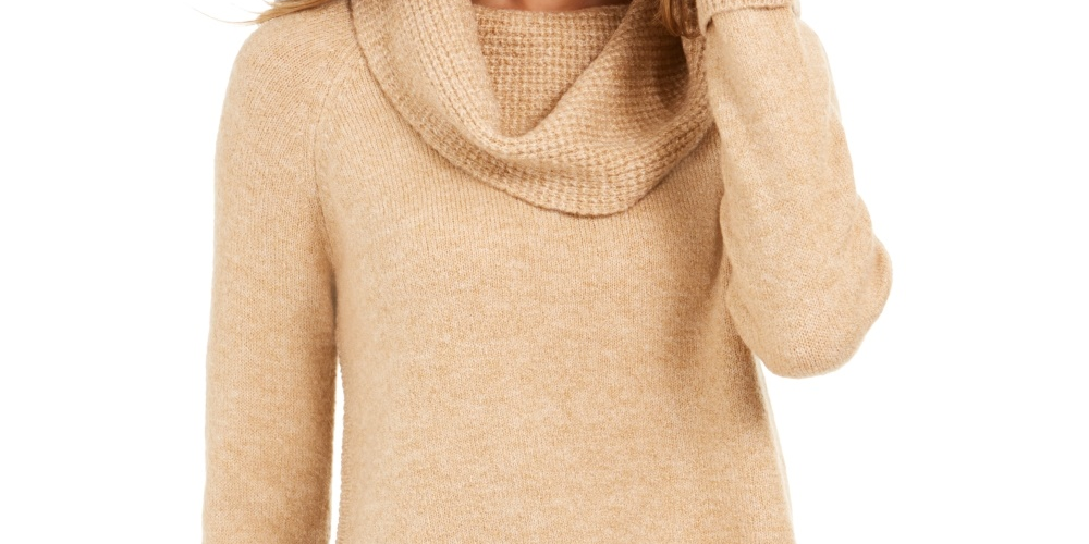 Suéter feminino com gola alta estilo &amp; co marrom tamanho PL