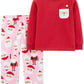 Conjunto de pijama de Papai Noel Carter's Toddler Girl's 2 peças de lã, vermelho, tamanho 3T