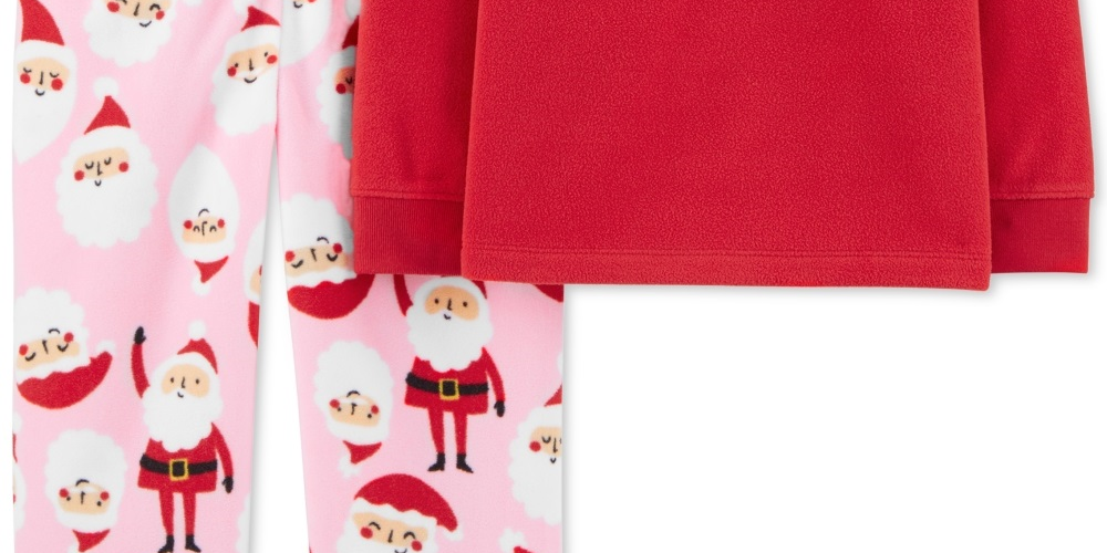 Conjunto de pijama de Papai Noel Carter's Toddler Girl's 2 peças de lã, vermelho, tamanho 3T