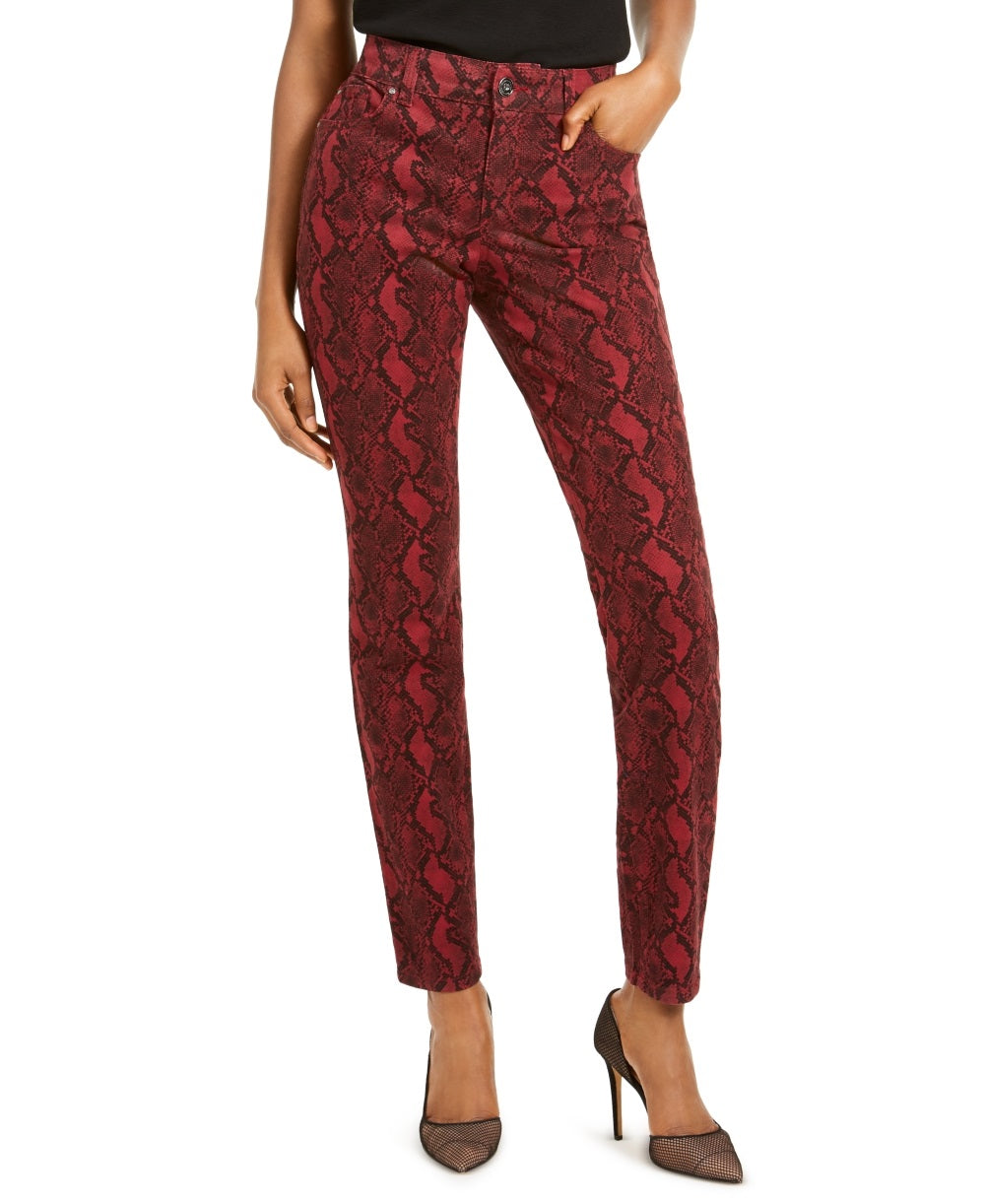Calça jeans skinny feminina INC International Concepts Incessential Snake Print vermelha tamanho 12