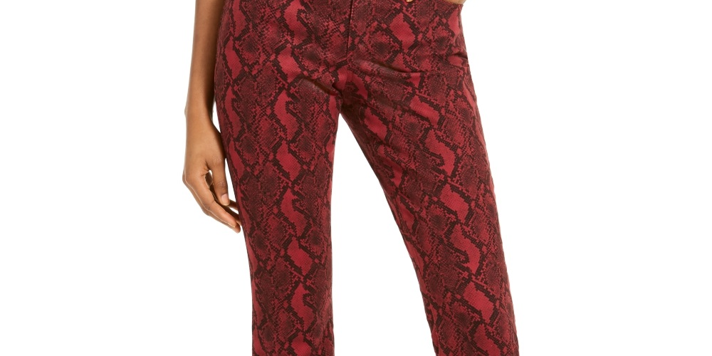 Calça jeans skinny feminina INC International Concepts Incessential Snake Print vermelha tamanho 12