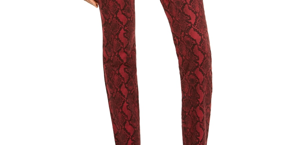 Calça jeans skinny feminina INC International Concepts Incessential Snake Print vermelha tamanho 12