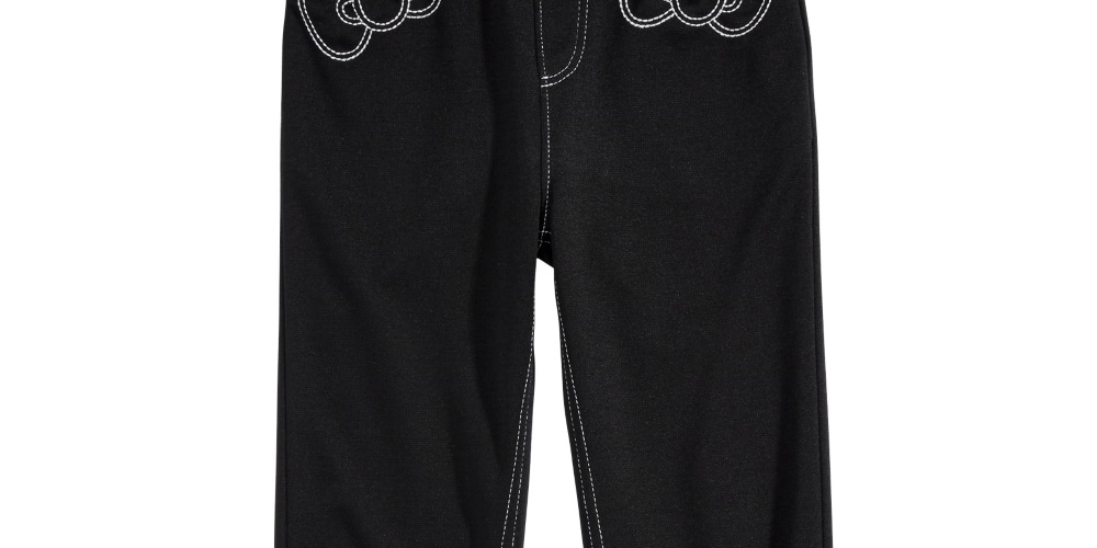 Leggings bordadas Hello Kitty para meninas, pretas, tamanho 5