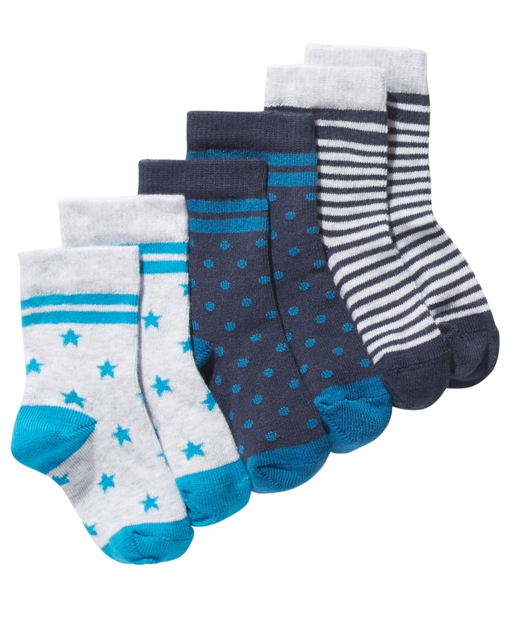 First Impressions Baby Boy's 3 Pack Printed Meias Azuis Tamanho 6-12 MOS