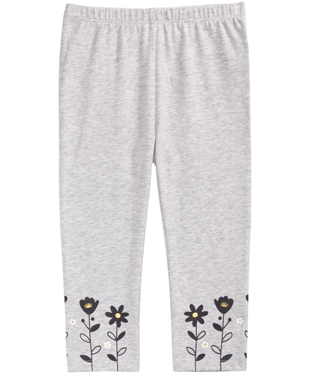 Leggings com bainha floral para meninas First Impressions, cinza, tamanho 4T