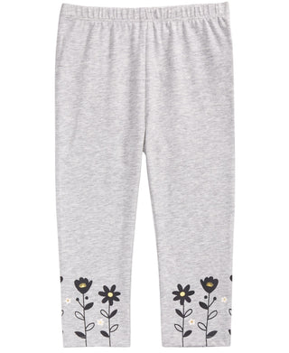 Leggings com bainha floral para meninas First Impressions, cinza, tamanho 4T