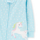 Pijama infantil Carter's para meninas, estampa de coração, com pé de pé de pé, azul, tamanho 3T