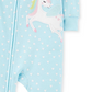 Pijama infantil Carter's para meninas, estampa de coração, com pé de pé de pé, azul, tamanho 3T