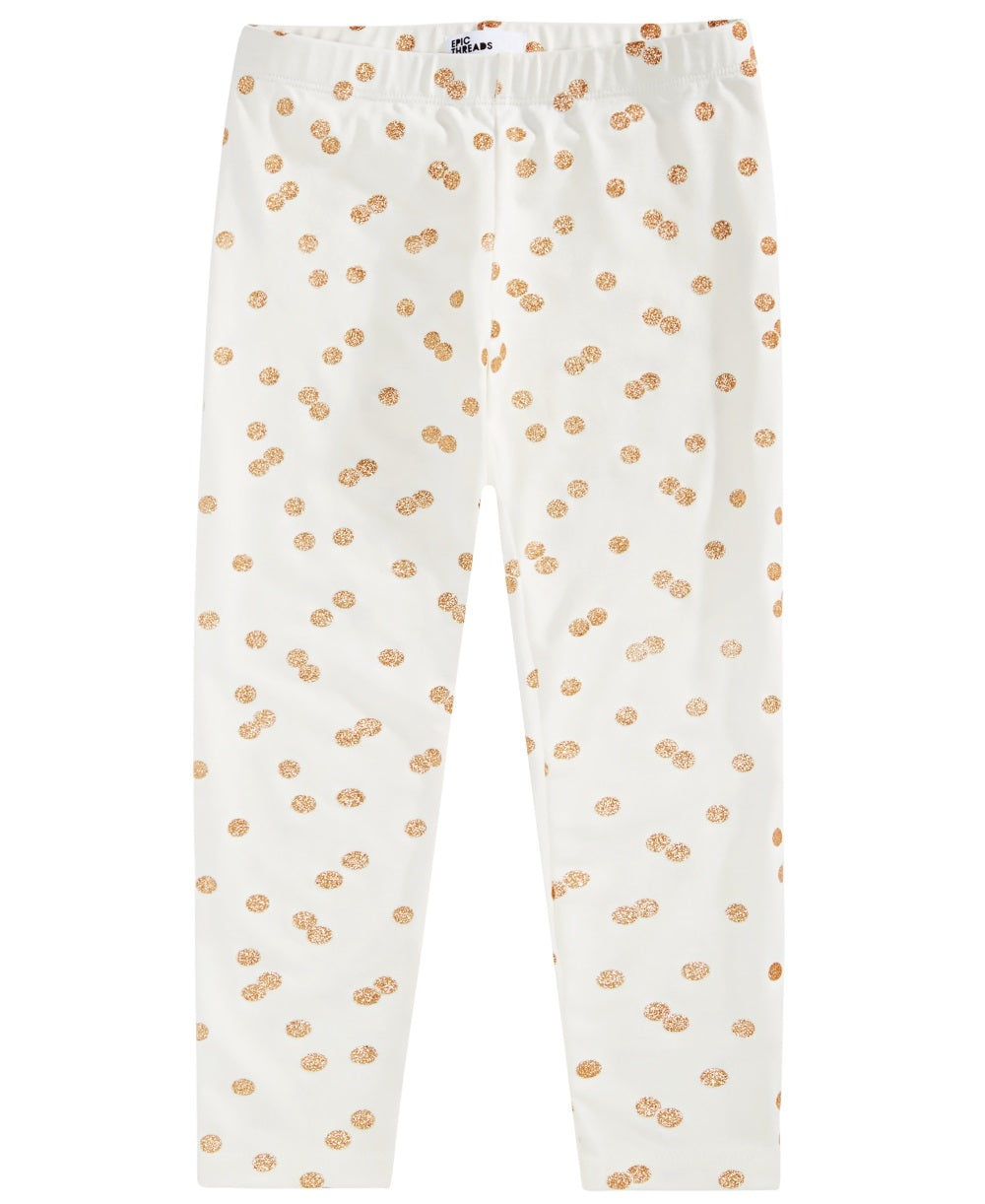 Leggings com bolinhas brilhantes Epic Threads para meninas, tamanho 2T, branca
