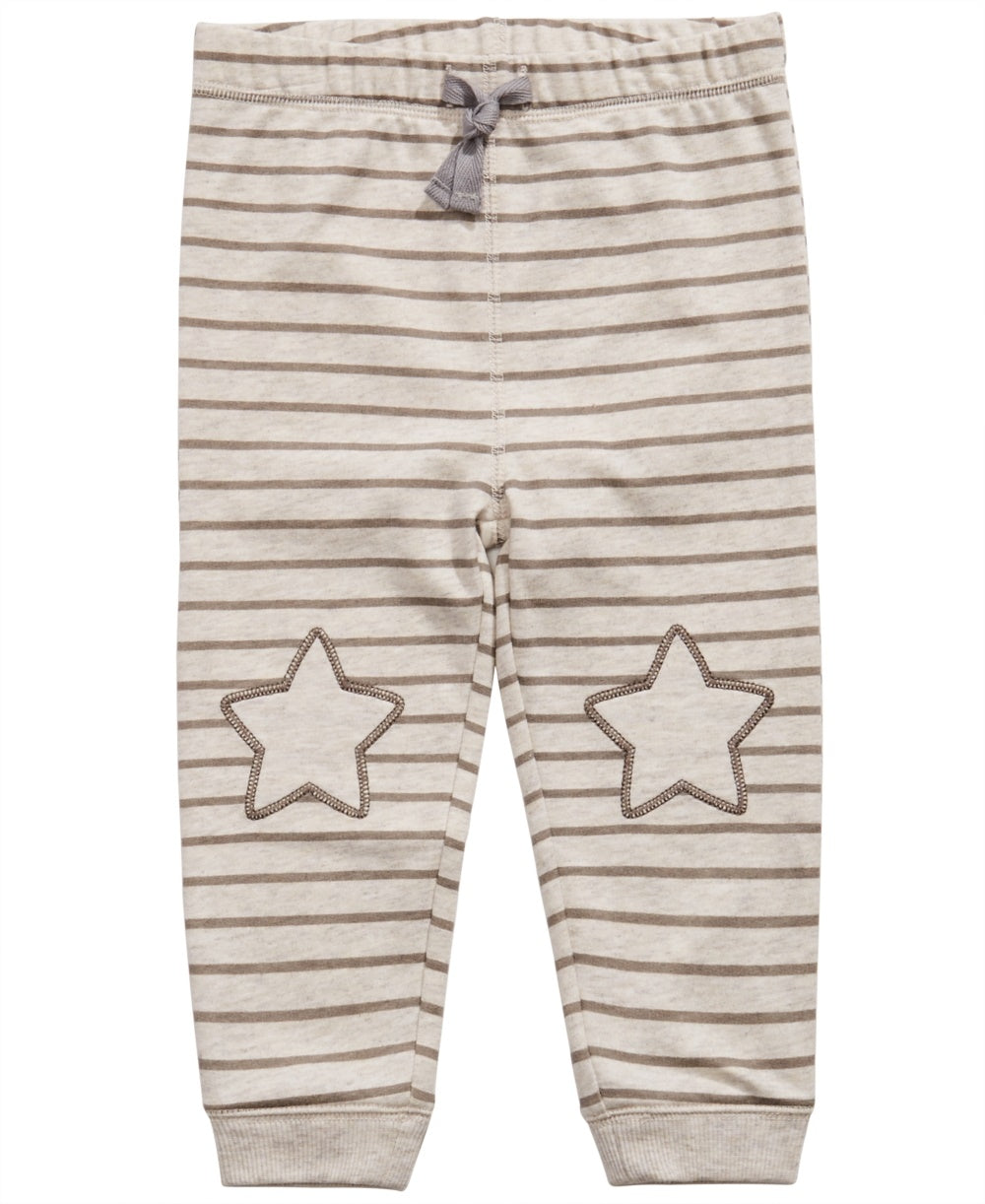 Calça jogger listrada com estampa de estrela First Impressions para meninos, tamanho 4T, bege
