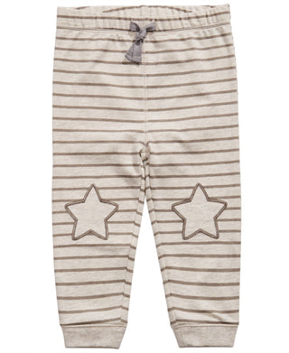Calça jogger listrada com estampa de estrela First Impressions para meninos, tamanho 4T, bege