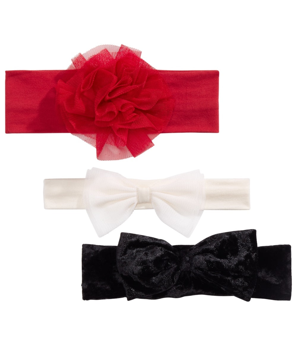 First Impressions - Pacote com 3 faixas de cabeça extravagantes para bebês meninas, rosa, tamanho regular