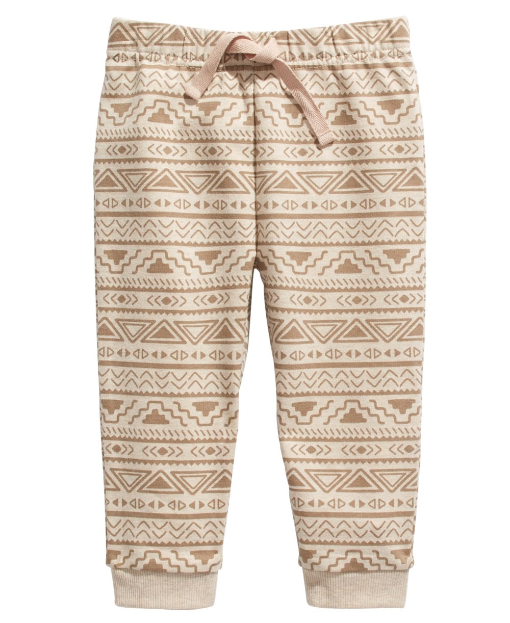 Calça jogger com estampa geométrica para bebê menino First Impressions, bege, tamanho 18 meses